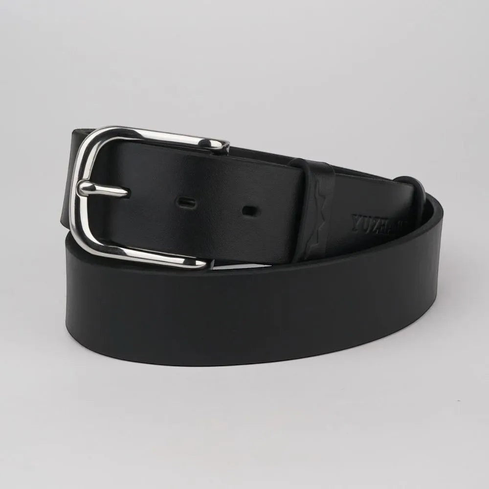 Classic Leather Belt With Silver Buckle