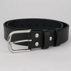 Classic Leather Belt With Silver Buckle