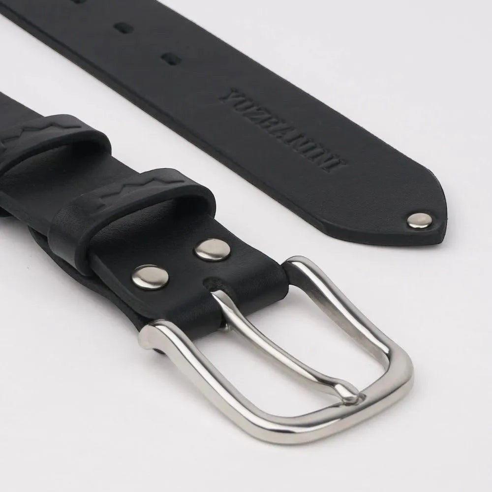 Classic Leather Belt With Silver Buckle