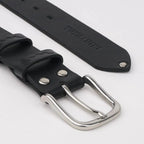 Classic Leather Belt With Silver Buckle