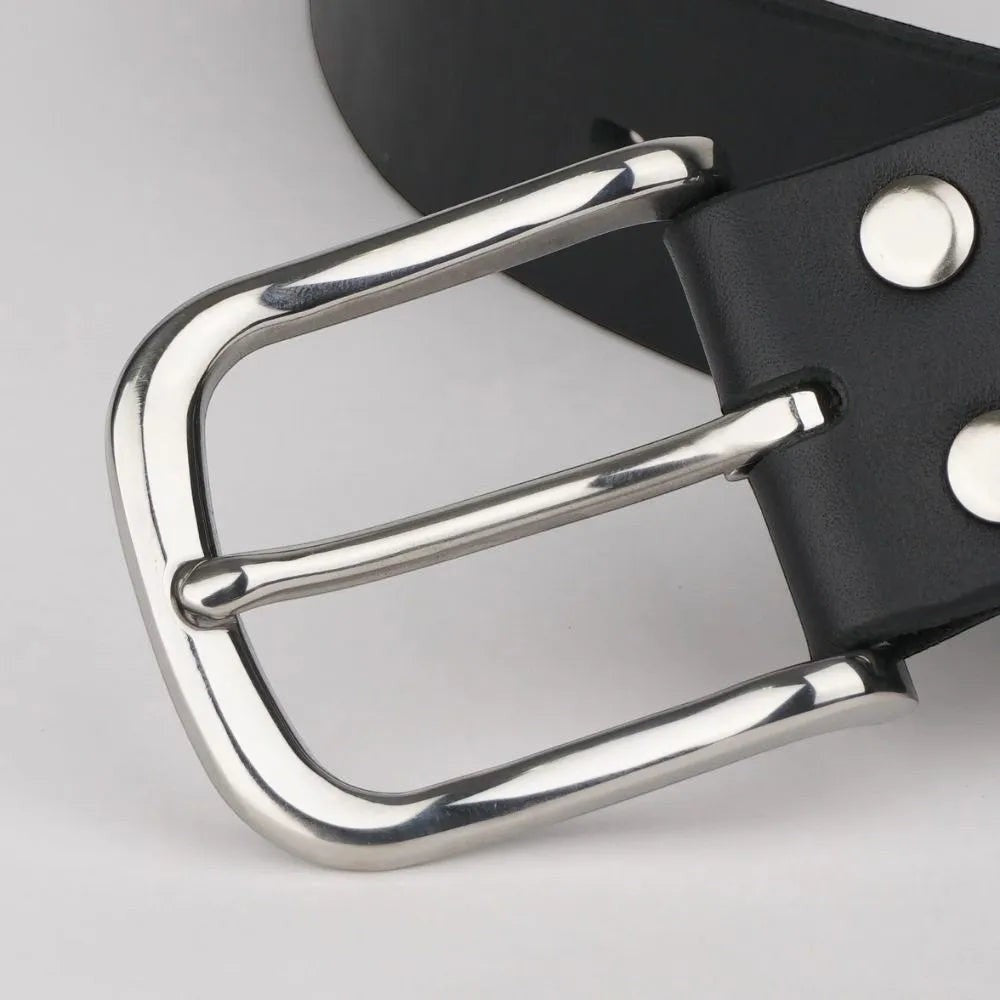 Classic Leather Belt With Silver Buckle