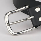 Classic Leather Belt With Silver Buckle