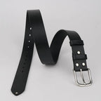 Classic Leather Belt With Silver Buckle