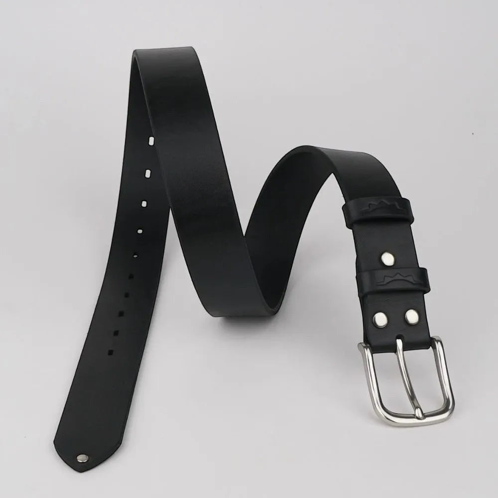Classic Leather Belt With Silver Buckle