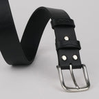 Classic Leather Belt With Silver Buckle
