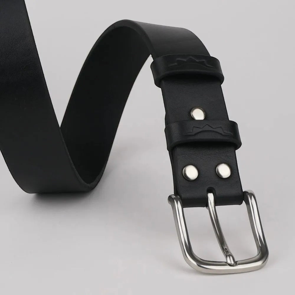 Classic Leather Belt With Silver Buckle