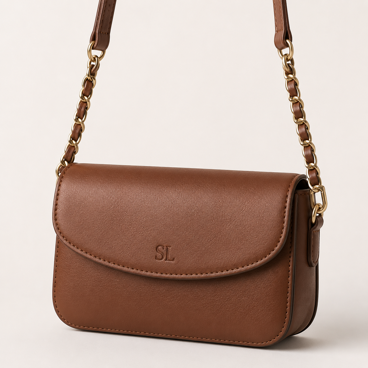 Leather Mini Shoulder Bag - Chestnut
